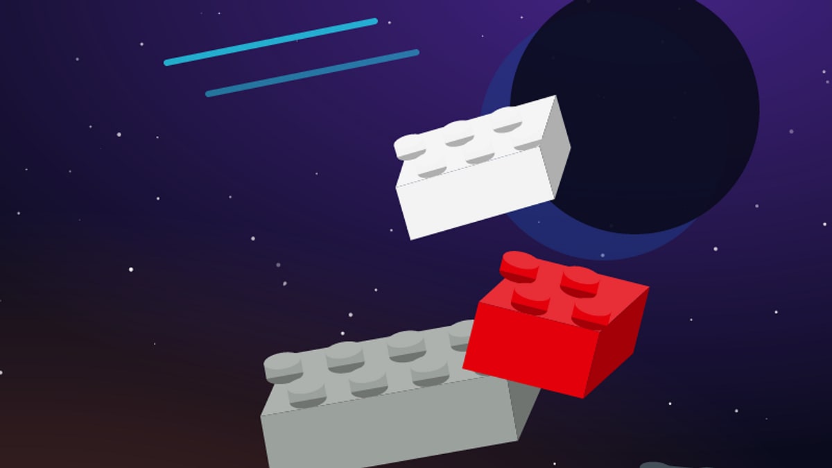Peças de LEGO flutuando no espaço com o título LEGO Star Wars: por onde começar