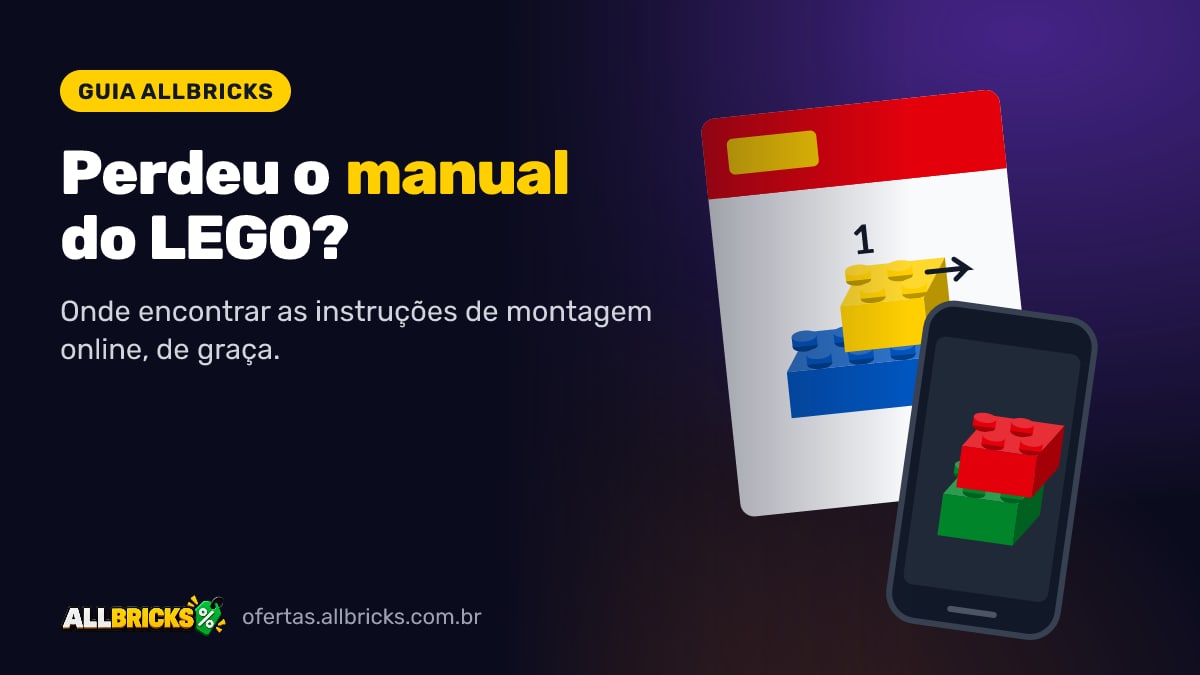 Manual de instruções LEGO e celular com as peças de um set
