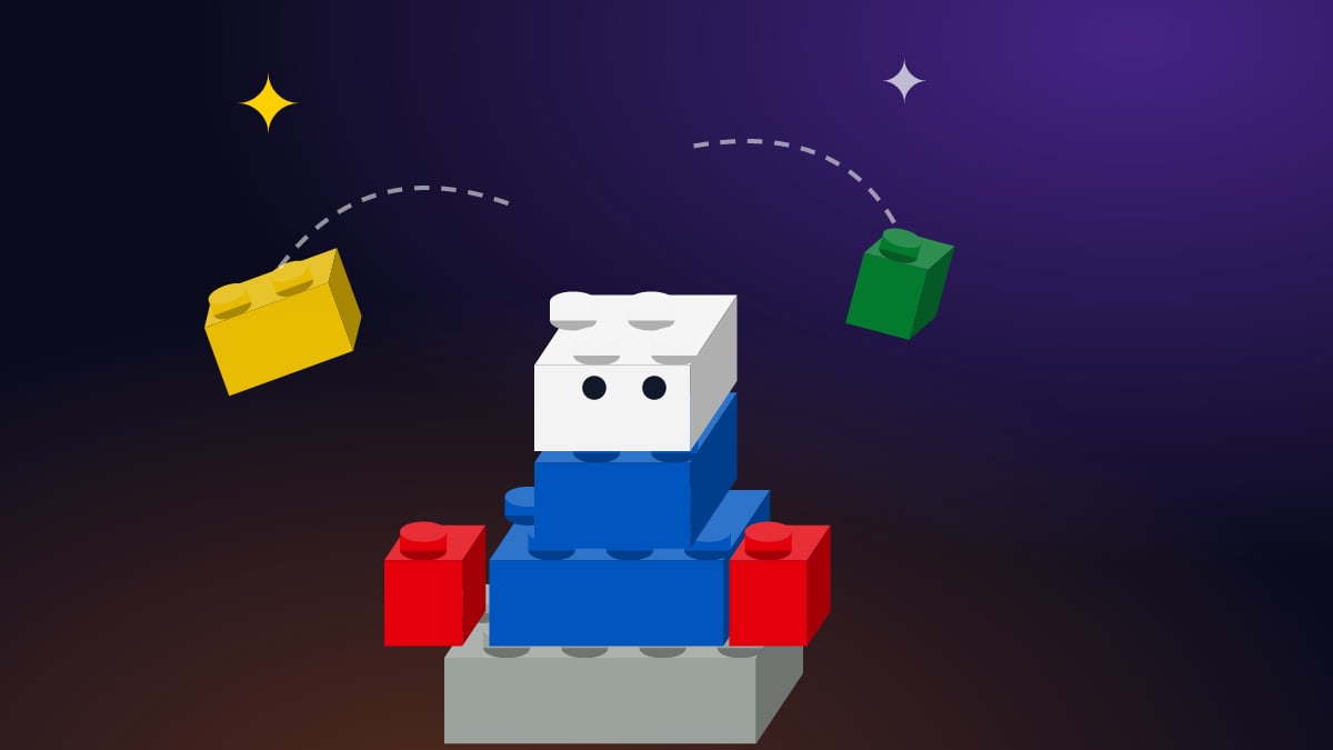 Pequeno robô montado com peças de LEGO, exemplo de criação própria
