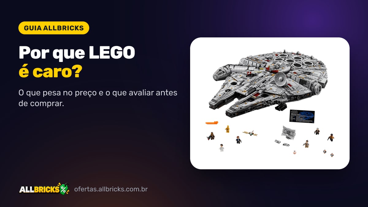 Millennium Falcon LEGO UCS 75192 com o título Por que LEGO é caro