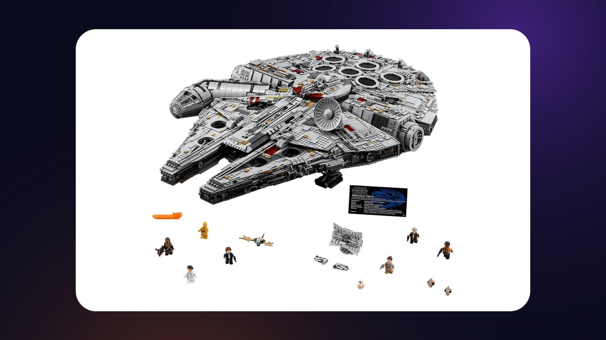 Millennium Falcon LEGO UCS 75192 com o título Por que LEGO é caro